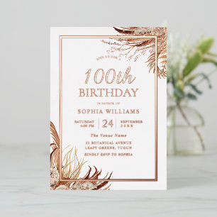 Bohemian Boho 100th Birthday Party Rose Gold