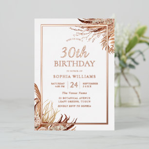 Bohemian Boho 30th Birthday Party Rose Gold Foil