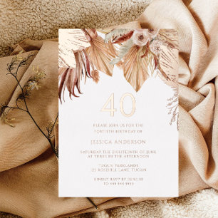 Bohemian Boho Floral 40th Birthday Party Rose Gold