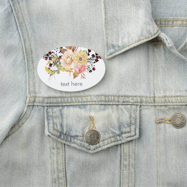 bohemian, boho floral Classic Name Tag (In Situ)