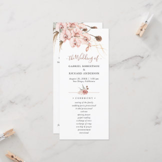 Bohemian Boho Orchid Wedding Ceremony Program