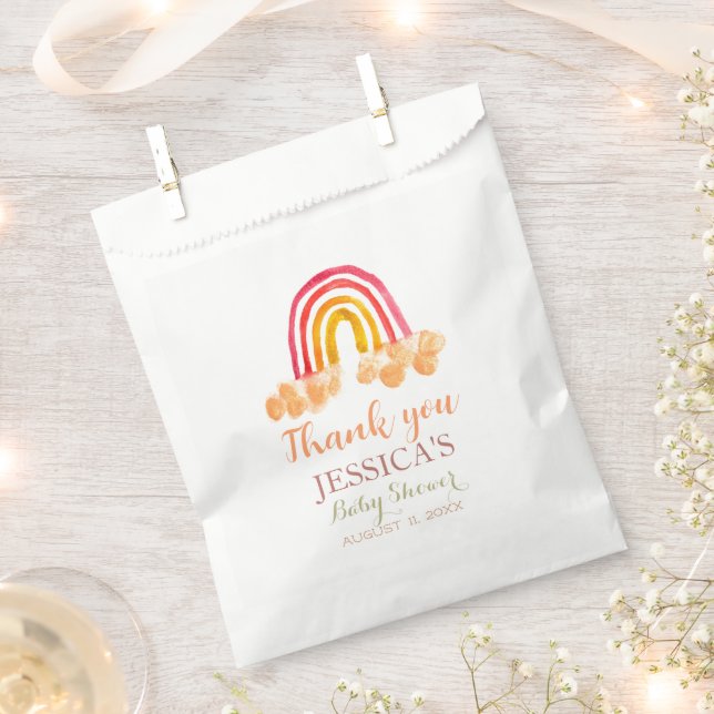 Bohemian Boho Rainbow Baby Shower Girl Pink Cute Favour Bags (Clipped)