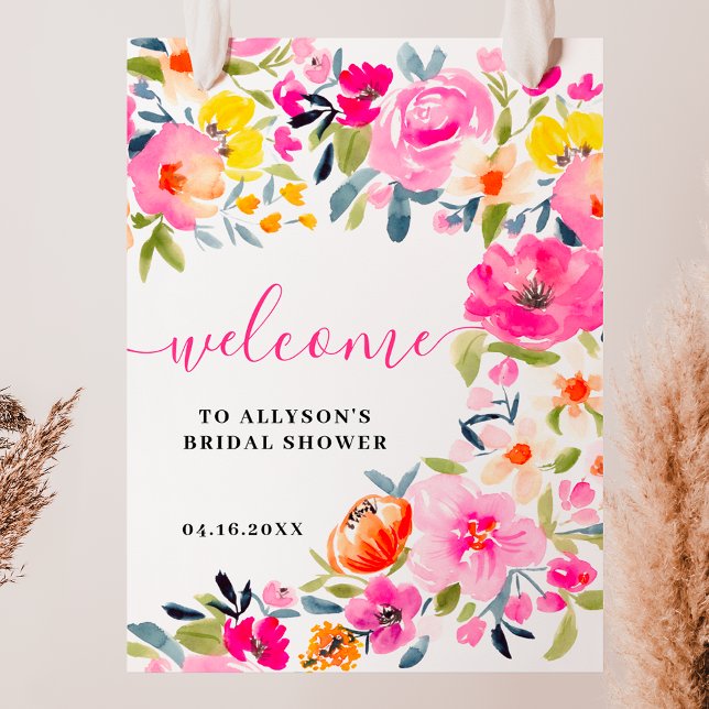 Bohemian bold floral watercolor bridal welcome poster (Bohemian bold floral watercolor bridal welcome poster)
