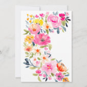 Bohemian bold floral watercolor pink baby shower invitation (Back)