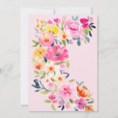 Bohemian bold floral watercolor pink Sweet 16 Invitation (Back)