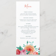 Bohemian Bold Floral Wedding Menu