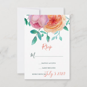 Bohemian Bold Floral Wedding RSVP Card