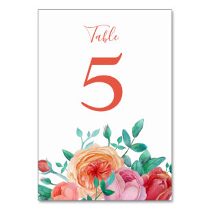 Bohemian Bold Floral Wedding Table Card