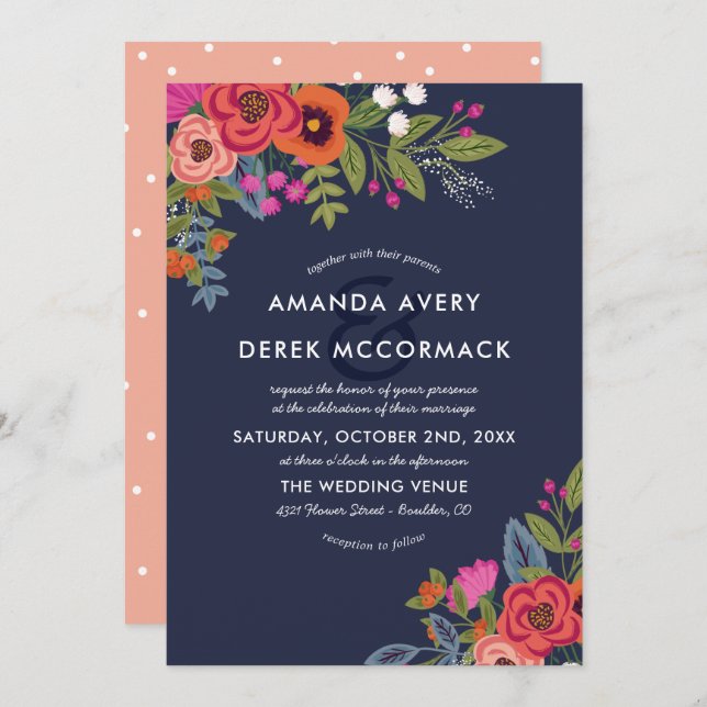 Bohemian Bouquet - Floral Wedding Invitation (Front/Back)