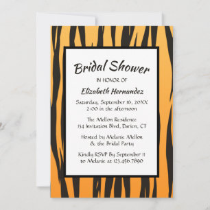 Bohemian Bridal Shower Tiger Print Black Gold Invitation