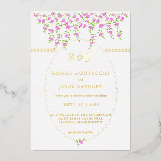 Bohemian Bright Pink Floral Front and Back Wedding (Front)