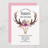 bohemian, bull skull, antler, birthday