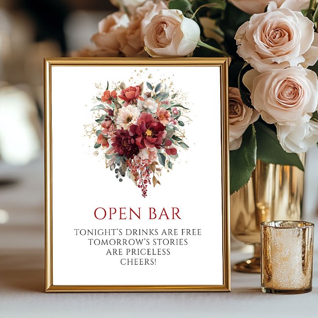 Bohemian Burgundy Fall Flowers Open Bar Tabletop Poster (Bohemian Burgundy Fall Flowers Open Bar Tabletop

)