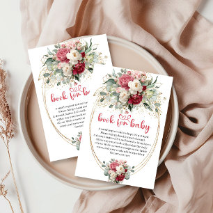 Bohemian Burgundy White Gold Floral Book Request Enclosure Card