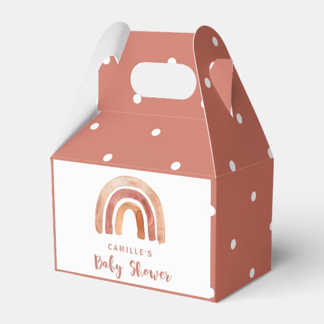 Bohemian Burnt Orange Rainbow Baby Shower  Favour Box (Front Side)