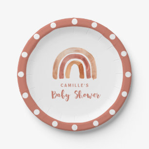 Bohemian Burnt Orange Rainbow Baby Shower  Paper Plate