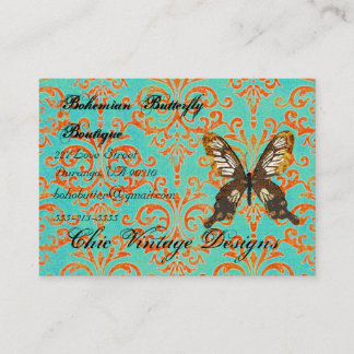 Bohemian Butterfly Boutique Turqoise & Orange Dama Business Card