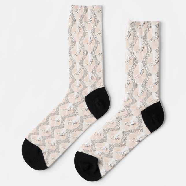 Bohemian Butterfly Design Socks (Left)