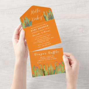 Bohemian Cactus Desert Baby Shower Gender Neutral All In One Invitation