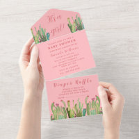 Bohemian Cactus Desert Baby Shower Girl Pink