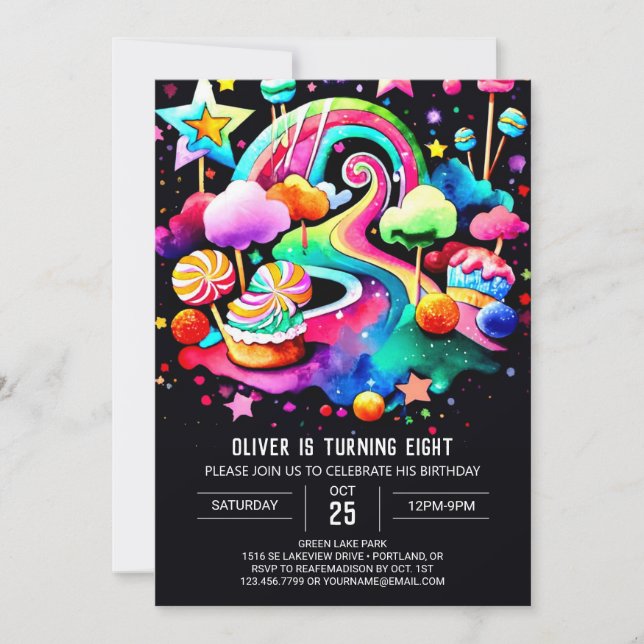 Bohemian Candyland Birthday Invitation (Front)