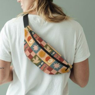 Bohemian Celestial Patchwork with Mystical Symbols Bum Bags