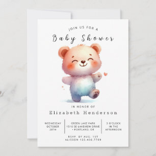 Bohemian Chic Bear Baby Shower Invitation
