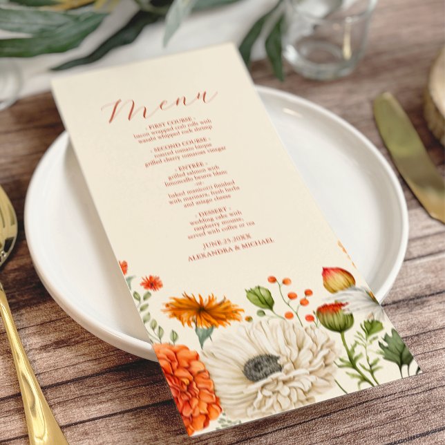 Bohemian Chic Floral Terracotta Wedding Menu (Creator Uploaded)