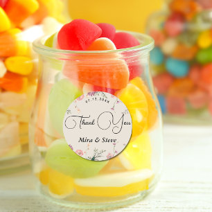 bohemian chic floral thank you wedding  classic round sticker