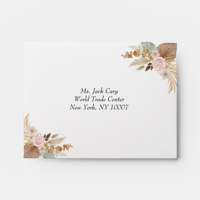 Bohemian Chic  floral Wedding  Envelope (Front)