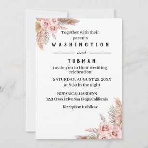 Bohemian Chic Floral Wedding Invitation Card