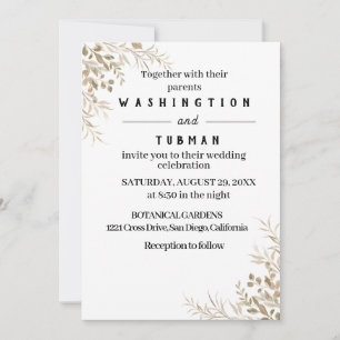 Bohemian Chic Floral Wedding Invitation Card