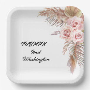 Bohemian Chic Floral Wedding Paper Plates