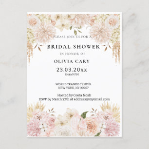 Bohemian Chic floral Wedding Postcard