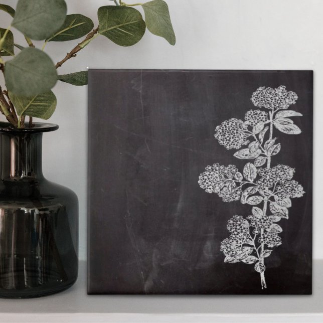 Bohemian Chic french country chalkboard botanical Tile (Bohemian Chic french country chalkboard botanical Ceramic Tile)