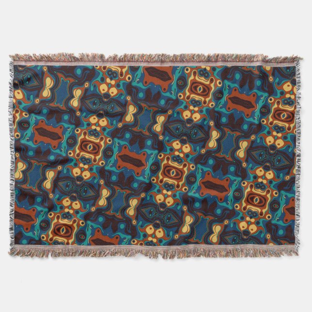 Bohemian-chic Liquid Energy Maximalist  Throw Blanket (Front)