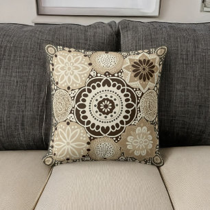 Bohemian Chic Neutral Colours Throw Pillow