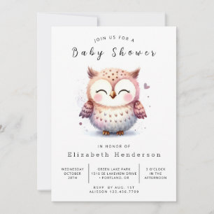  Bohemian Chic Owl Baby Shower Invitation