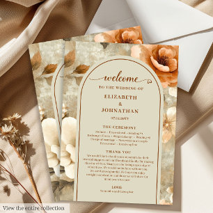 Bohemian Chic Terra Cotta Beige Sage Wedding Day Programme