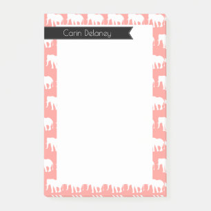 Bohemian Chic White Elephants   Personalized Post-it Notes