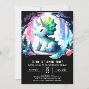 Bohemian Children Triceratops Birthday Invitation