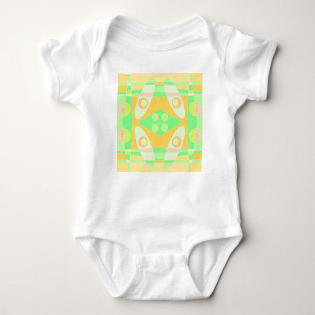 Bohemian Chintz 101 Pastel Green Orange Baby Bodysuit (Front)