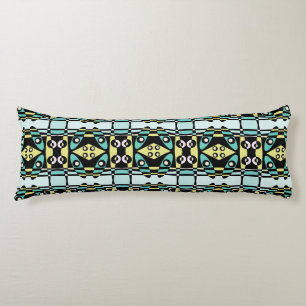 Bohemian Chintz 16 Aqua Green Yellow Black Body Cushion