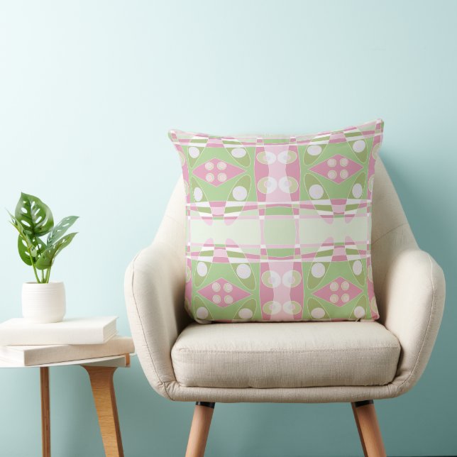 Bohemian Chintz 19 Green Pink White  Cushion (Chair)