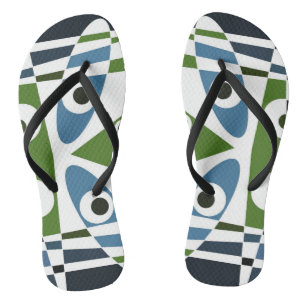 Bohemian Chintz 1 Blue Green Pin Button  Jandals