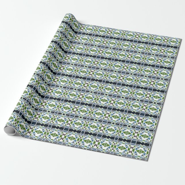 Bohemian Chintz 1 Blue Green T-shirt  Wrapping Paper (Unrolled)