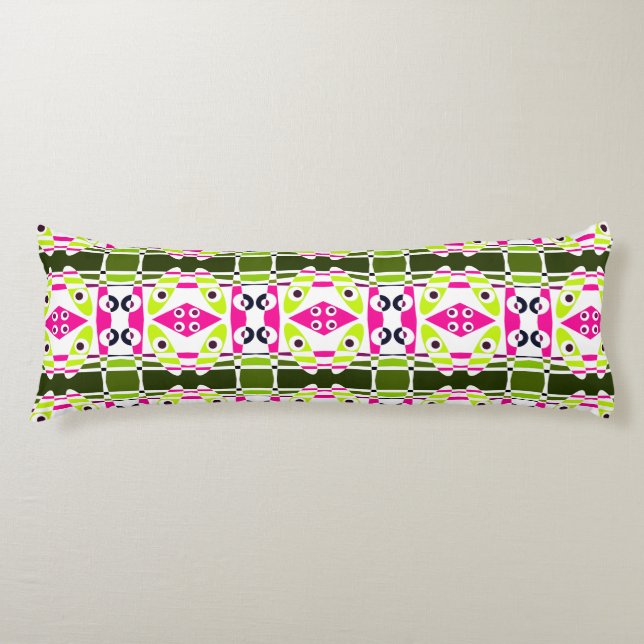 Bohemian Chintz 38 Lime Green Fuchsia Pink Body Cushion (Front)