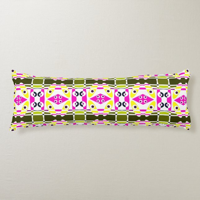 Bohemian Chintz 39 Olive Yellow Fuchsia Pink Body Cushion (Front)