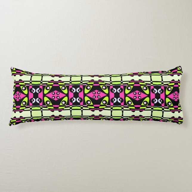 Bohemian Chintz 47 Lime Green Pink Black Body Cushion (Front)