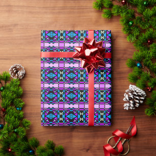 Bohemian Chintz 48 Purple Blue Black Wrapping Paper